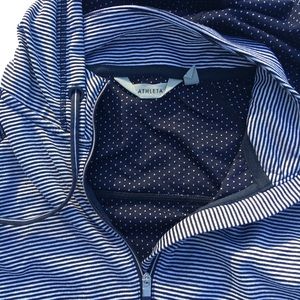 Athleta collared half-zip hoodie navy and white M